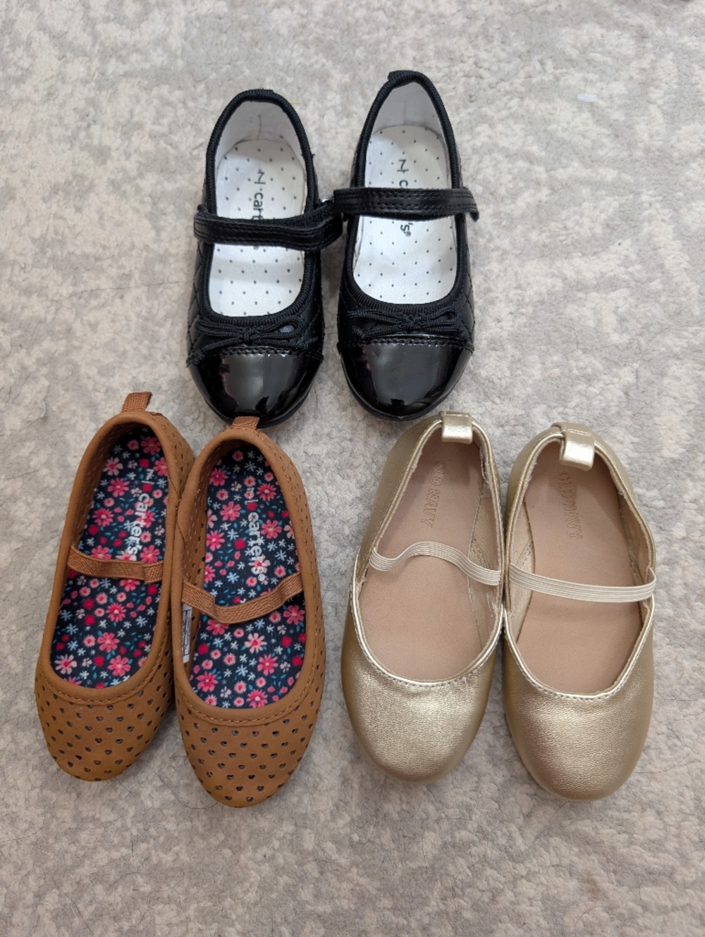 Girls Size 7 Shoe Bundle – Dress Flats & Casual Slip-Ons (3 Pairs)